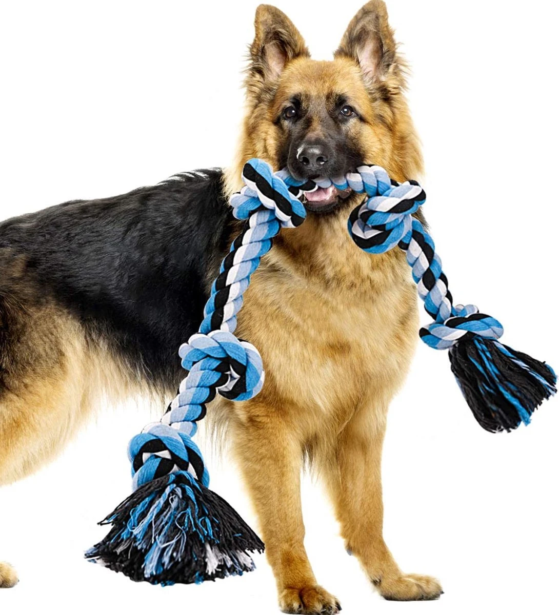Viervoetjes - BigBoi - XXL - Honden Touw - 90cm - Honden Speelgoed - HondenSpeeltjes - Blauw/Wit/Zwart 3 Viervoetjes - BigBoi - XXL - Honden Touw - 90cm - Honden Speelgoed - HondenSpeeltjes - Blauw/Wit/Zwart