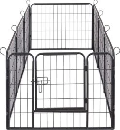 ACAZA Hondenren In 8 Panelen - Hondenkennel - Met Deur - 60 Cm Hoogte - Zwart -Hondenproducten 1111x1200 2