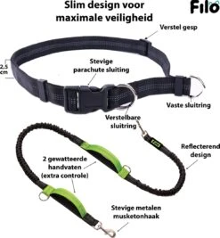 Filo Elastische Hondenriem Middel - Hardlopen En Wandelen - Hardloopriem Hond Handsfree Met Heuptasje - Looplijn Met Heupriem - Canicross Gordel Honden - Riemen - Heupgordel - Leiband -Hondenproducten 1112x1200