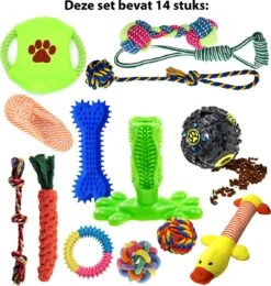 Filo Honden Speelgoed Set 14 Stuks - Hondenspeeltjes Knuffel - Hondenbal - Flostouw - Bot - Frisbee - Hondentouw - Hondenspeelgoed Intelligentie - Kauwspeelgoed Hond En Puppy - Bijtspeelgoed Hondenknuffel - Hondenspeeltje Met Piep -Hondenproducten 1142x1200 2