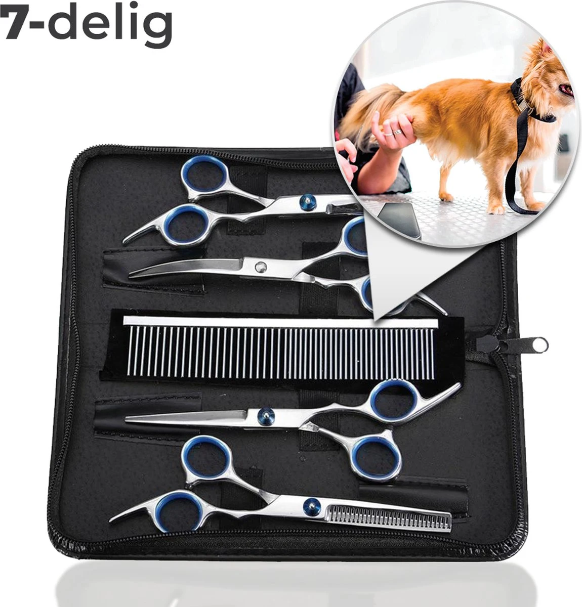 VoordeelShop 7-Delige Huisdier Knipset Met Etui - Trimmen Hond - Honden Schaar - Effileerschaar Hond - Huisdier Trimmer - Huisdier Knippen - Knipschaar Haar - Haar Schaar - Kapper - Kapperset - Scharenset 3 VoordeelShop 7-Delige Huisdier Knipset Met Etui - Trimmen Hond - Honden Schaar - Effileerschaar Hond - Huisdier Trimmer - Huisdier Knippen - Knipschaar Haar - Haar Schaar - Kapper - Kapperset - Scharenset