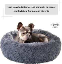 Hondenmand Donut – 70 Cm - Honden Mand – Pluche – Fluffy – Extra Zacht - Kattenmand - Hondenkussen – Kattenkussen – Bed - Wasbaar Met Rits – Hondenmanden – Rond – Bank – Grijs - Qwality -Hondenproducten 1161x1200 8