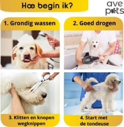 AVE Pets® Volledige Hondentondeuse Set Met Display - Draadloos Tondeuse - Scheerapparaat Voor Je Hond Of Kat - Huisdier Trimmer - Dierentondeuse - Dieren Verzorging -Hondenproducten 1171x1200