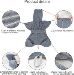 Super Absorberende Honden Badjas Grijs Maat L -Hondenproducten 1178x1200