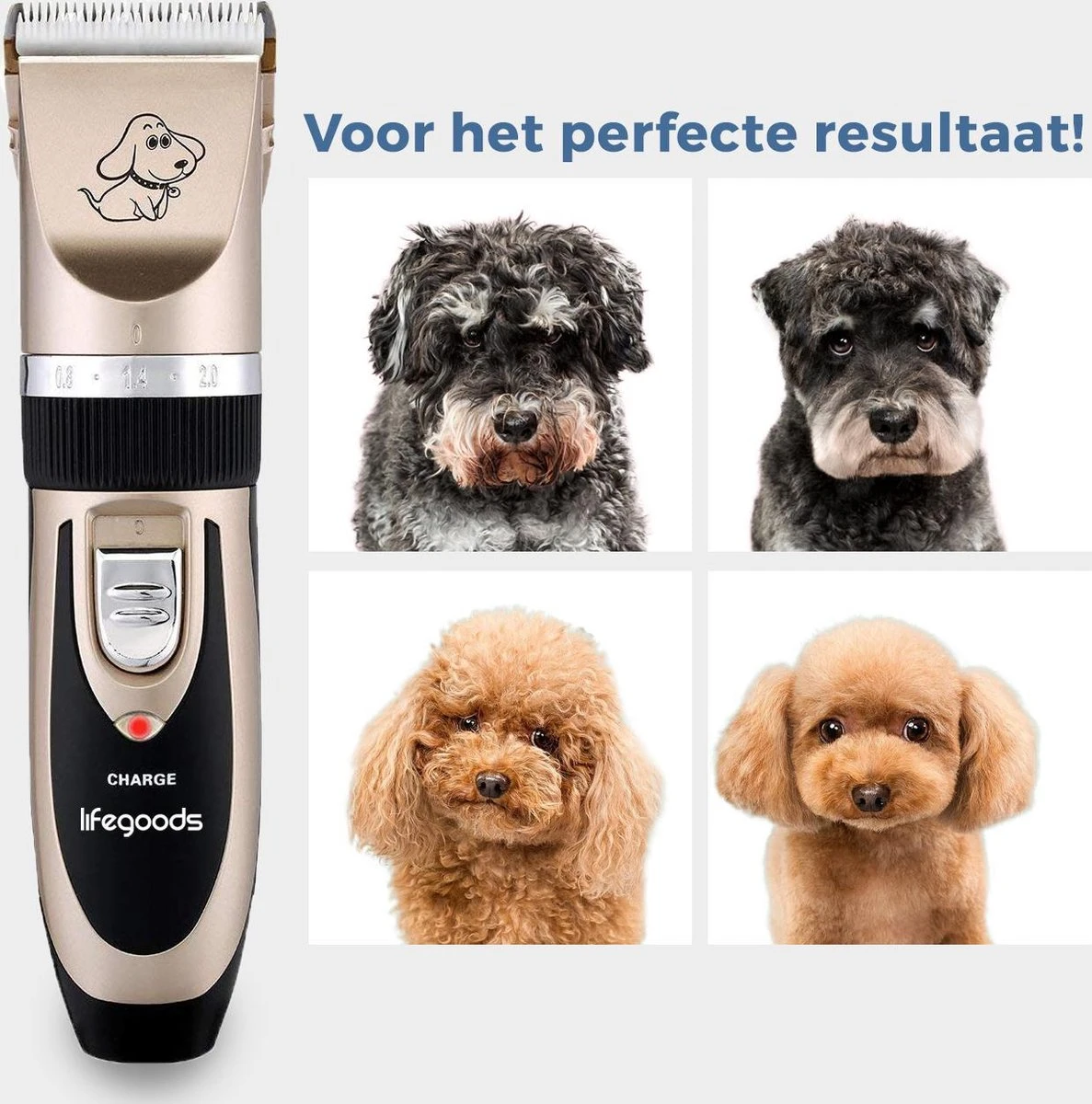 LifeGoods Hondentondeuse - Voor Katten En Honden - Complete Set - 5 Standen - Draadloos - Oplaadbaar - Goud/Zwart 11 LifeGoods Hondentondeuse - Voor Katten En Honden - Complete Set - 5 Standen - Draadloos - Oplaadbaar - Goud/Zwart - Afbeelding 9