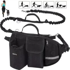 BOTC Looplijn Hond Met Heupriem Voor Hardlopen - Hondenriem - Zwart