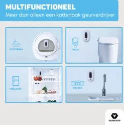 Vulpes Pets® Kattenbak Geurverdrijver PRO - Ozon En Negatieve Ionen Functie - Infraroodsensor - Oplaadbaar - Geurverwijderaar - Air Eliminator - Wit -Hondenproducten 1195x1200 11
