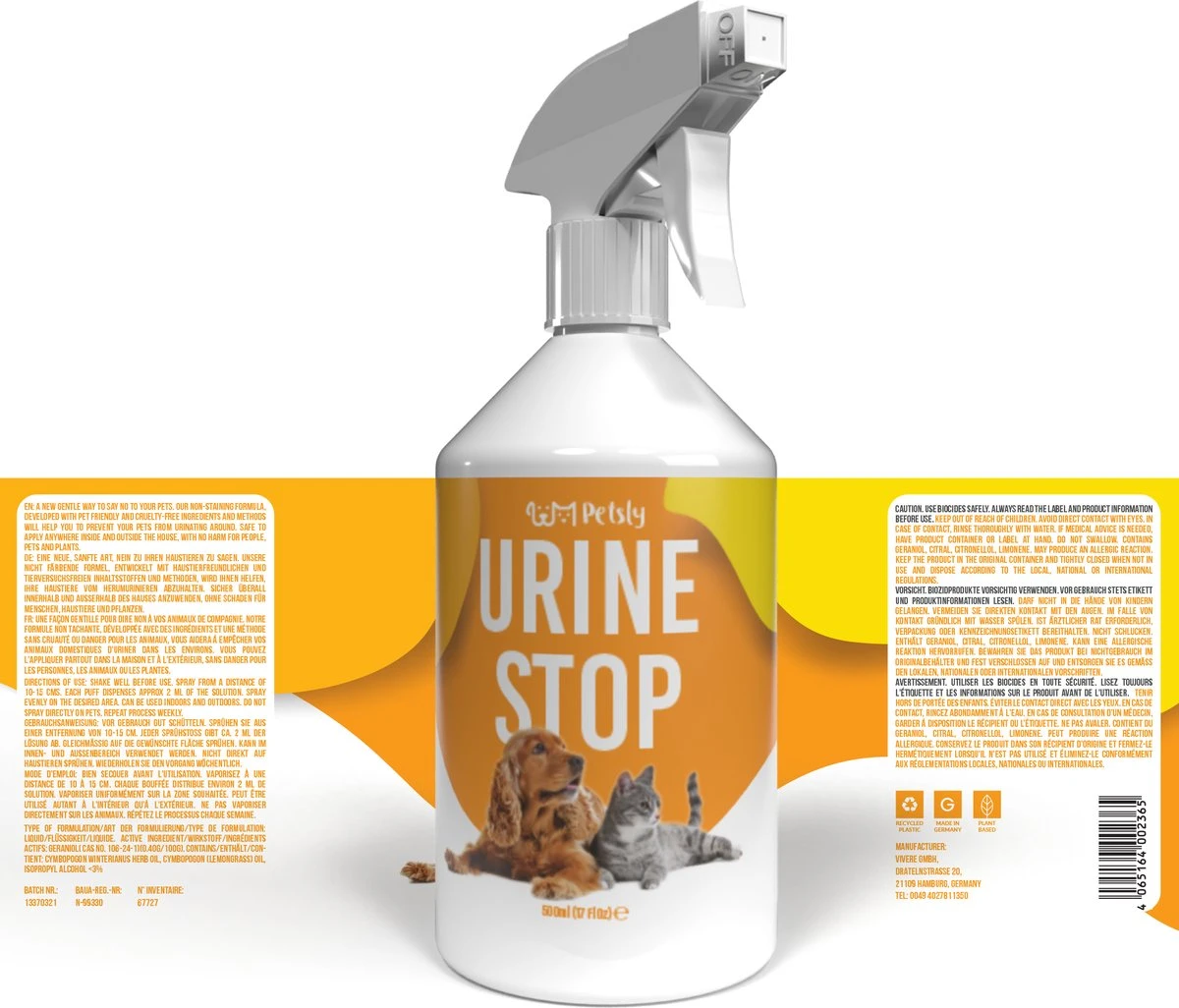 Petsly Urine Stop Spray - Dierentoilet - Voor Zindelijkheid Training, Puppytraining. Voorkomt Markeren - 500ml 4 Petsly Urine Stop Spray - Dierentoilet - Voor Zindelijkheid Training, Puppytraining. Voorkomt Markeren - 500ml - Afbeelding 2