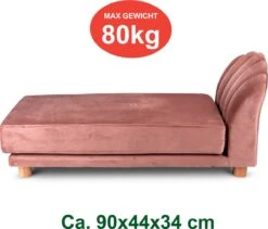 Maxxpro Katten- En Hondenbank - Roze - Verhoogd Met Houten Poten - Fluweel Materiaal - 90 X 44 X 34 CM - Huisdieren Tot 80 KG -Hondenproducten 1200x1027 5