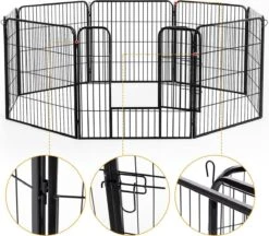 Merkloos Hondenren - Puppyren - Hondenkennel - 8 Kennelpanelen - Staal - 80 Cm Hoog - 640 Cm Omtrek - Uitbreidbaar -Hondenproducten 1200x1051 1