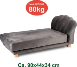 Maxxpro Katten- En Hondenbank - Grijs - Verhoogd Met Houten Poten - Fluweel Materiaal - 90 X 44 X 34 Cm - Huisdieren Tot 80 KG -Hondenproducten 1200x1056 2