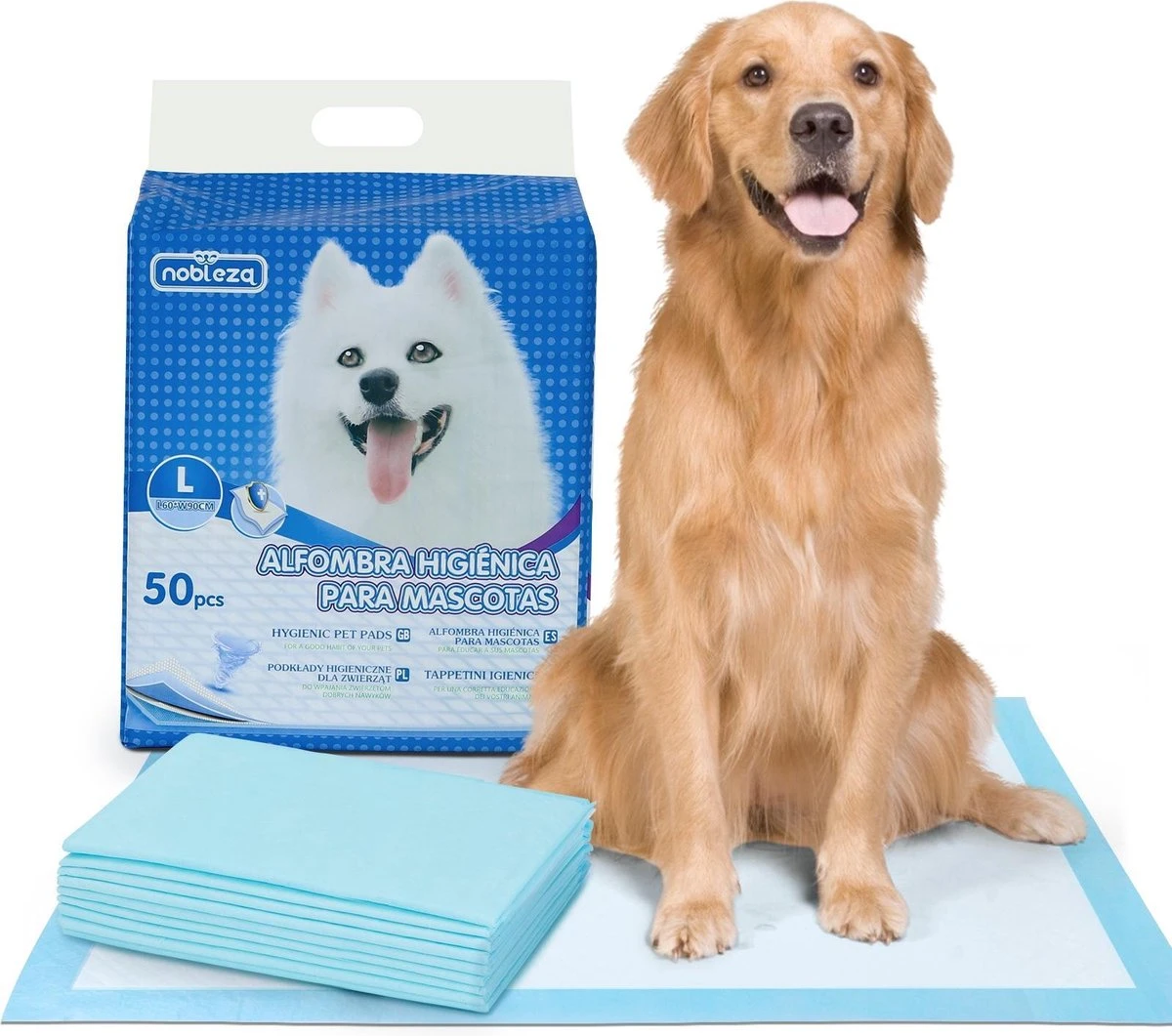 Nobleza 48WQF - Puppy Training Pads - 60 X 90 Cm - Zindelijkheidstraining -50 Stuks - L 3 Nobleza 48WQF - Puppy Training Pads - 60 X 90 Cm - Zindelijkheidstraining -50 Stuks - L