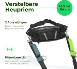 Canicross Looplijn Hond Met Heupriem Voor Hardlopen - Elastische Handsfree Hondenriem - Honden Trainingslijn - 150/200cm - Groen -Hondenproducten 1200x1077