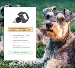 Dubbele Honden Riem – Leiband Hond – Hondenlijn – Looplijn Hond – 2 Honden – 3 Meter – Tot 12kg Per Hond – Reflecterende Lijnen – Met Zaklamp – 360° Draaien – Verstelbaar - Zwart -Hondenproducten 1200x1087 12