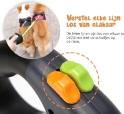 Dubbele Honden Riem – Leiband Hond – Hondenlijn – Looplijn Hond – 2 Honden – 3 Meter – Tot 12kg Per Hond – Reflecterende Lijnen – Met Zaklamp – 360° Draaien – Verstelbaar - Zwart -Hondenproducten 1200x1096 1