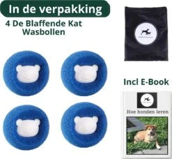 De Blaffende Kat Wasdrogerbollen - Droger Ballen - Huisdier Haarverwijderaar - 4 Wasbollen Voor Wasmachine En Droger -Hondenproducten 1200x1107