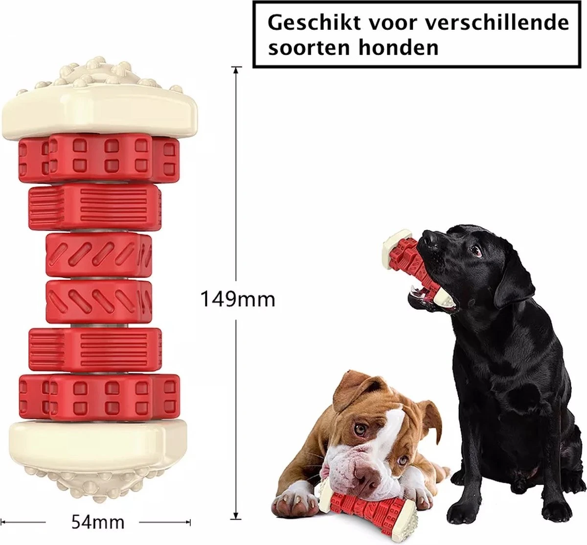 3-in-1 Hondenkauwbot - Gebitsverzorging - IQ Training - Voedsel Afgifte Functie - Geometrisch Ontwerp - Duurzaam & Milieuvriendelijk - Kauwbot - Honden - Hondenbot - Rood 5 3-in-1 Hondenkauwbot - Gebitsverzorging - IQ Training - Voedsel Afgifte Functie - Geometrisch Ontwerp - Duurzaam & Milieuvriendelijk - Kauwbot - Honden - Hondenbot - Rood - Afbeelding 3