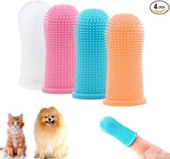 Doodadeals® 4 Stuks Siliconen Honden Tandenborstel - Tanden Borstel Hond - Silicone Dog Tootbrush - Multikleur