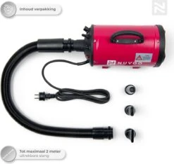 Nuvoo Professionele Hondenföhn / Waterblazer / Hondenborstel Met 3 Opzetstukken - Verstelbare Vermogen Tot 2200W - Warme / Koude Stand - Rood -Hondenproducten 1200x1136 5