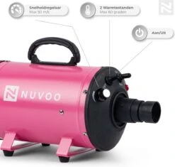 Nuvoo Professionele Hondenföhn / Waterblazer / Hondenborstel Met 3 Opzetstukken - Verstelbare Vermogen Tot 2200W - Warme / Koude Stand - Roze -Hondenproducten 1200x1140 6