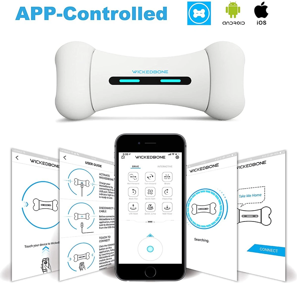 Wickedbone - Automatisch, Interactief En Intelligent Speelgoed Voor Honden - App & Bluetooth Bestuurbaar - USB Oplaadbaar 3 Wickedbone - Automatisch, Interactief En Intelligent Speelgoed Voor Honden - App & Bluetooth Bestuurbaar - USB Oplaadbaar