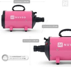 Nuvoo Professionele Hondenföhn / Waterblazer / Hondenborstel Met 3 Opzetstukken - Verstelbare Vermogen Tot 2200W - Warme / Koude Stand - Roze -Hondenproducten 1200x1147 3