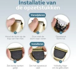 BYER Professionele Dieren Tondeuse Set - Voor Huisdieren Katten & Honden - Draadloos - Oplaadbare Pet Trimmer - Dog Tondeuze Clipper - 5 Standen & Vier Opzetkammen - Low Noise -Hondenproducten 1200x1148 4