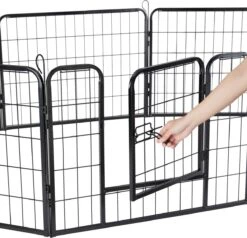 ACAZA Hondenren In 8 Panelen - Hondenkennel - Met Deur - 60 Cm Hoogte - Zwart -Hondenproducten 1200x1156 3