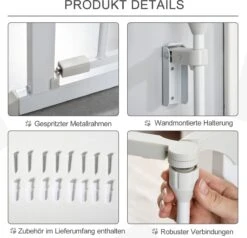 PawHut Afschermhek Voor Honden Veiligheidshek Hondenhek 3 Elementen Kunststof Wit D06-100V01 -Hondenproducten 1200x1156 5
