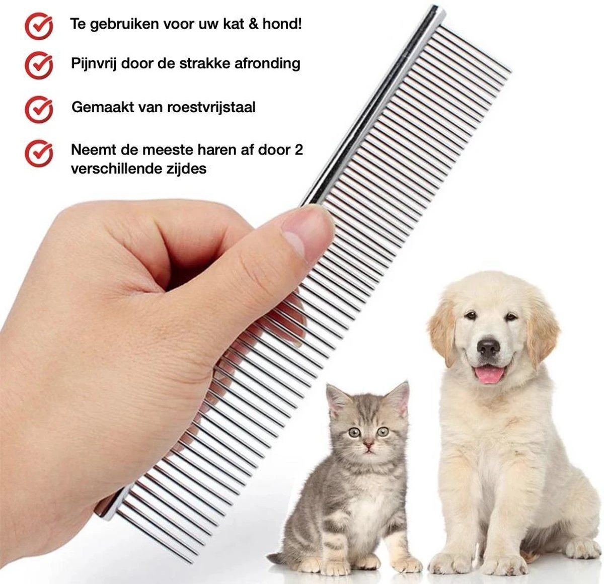 Merkloos Anti-Klit- Kam - Haarverwijderaar Voor Huisdieren - Pijnloos - Roestvrijstaal - Huisdiervriendelijk 6 Merkloos Anti-Klit- Kam - Haarverwijderaar Voor Huisdieren - Pijnloos - Roestvrijstaal - Huisdiervriendelijk - Afbeelding 4