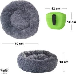Hondenmand Donut – 70 Cm - Honden Mand – Pluche – Fluffy – Extra Zacht - Kattenmand - Hondenkussen – Kattenkussen – Bed - Wasbaar Met Rits – Hondenmanden – Rond – Bank – Grijs - Qwality -Hondenproducten 1200x1164 11