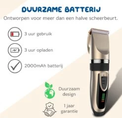 Pawwy Dieren Tondeuse Set Draadloos Voor Honden En Katten – Voor Dikke Vacht - Hondentondeuse – Hondentrimmer - Scheerapparaat - Goud -Hondenproducten 1200x1165 3