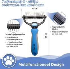 TwinQ Vachtverzorgingsset Hond/kat - Professionele 2-zijdige Ondervacht Kam - Klittenkam Voor Honden En Katten - Verwijderd Klitten En Voorkomt Haaruitval - Incl. Vlooienkam En Tandenborstel -Hondenproducten 1200x1178 5