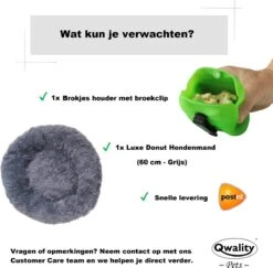 Hondenmand Donut – 60 Cm - Honden Mand – Pluche – Fluffy – Extra Zacht - Hondenkussen – Kattenkussen – Bed - Wasbaar Met Rits – Hondenmanden – Rond – Bank – Grijs - Qwality -Hondenproducten 1200x1181 8
