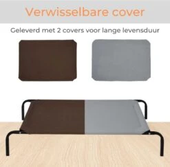 Hondenbed - Hondenstretcher - Honden Ligbed - Inclusief 2 Overtrekhoezen - XL - 110x68cm - Grijs En Koffie -Hondenproducten 1200x1182 10