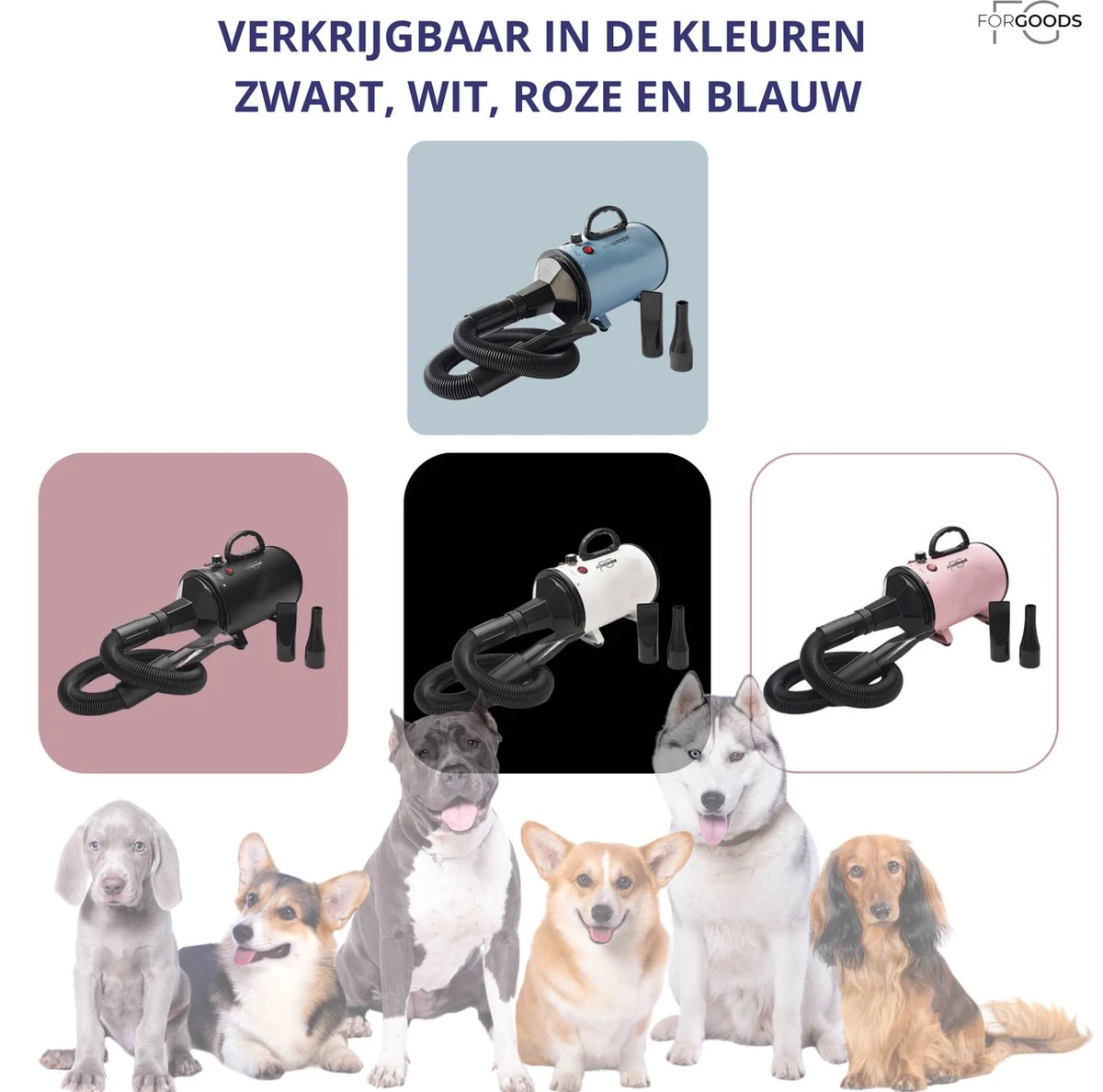 Forgoods Professionele Hondenfohn - Waterblazer Voor Honden - Hondenfohn Met 4 Opzetstukken - 2800W Verstelbaar Vermogen - Roze 6 Forgoods Professionele Hondenfohn - Waterblazer Voor Honden - Hondenfohn Met 4 Opzetstukken - 2800W Verstelbaar Vermogen - Roze - Afbeelding 4