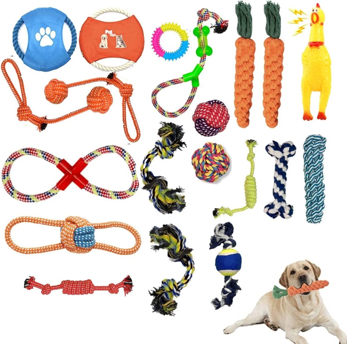 (Goedkoopste) 20-delige Honden Speelgoed Set - Geschikt Voor Puppy's T/m Middelgrote Honden - Honden Kauw Speelgoed - 20 Stuks - Hondenspeeltjes - Intelligentie - Touw - Flostouw - Bijtring - Bal - Huisdieren Speelgoed 3 (Goedkoopste) 20-delige Honden Speelgoed Set - Geschikt Voor Puppy's T/m Middelgrote Honden - Honden Kauw Speelgoed - 20 Stuks - Hondenspeeltjes - Intelligentie - Touw - Flostouw - Bijtring - Bal - Huisdieren Speelgoed