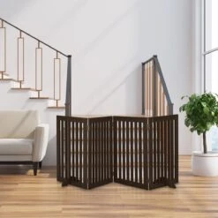 Relaxdays Veiligheidshekje Hout - 92 Cm Hoog - Kinderhek - Hondenhek - Inklapbaar - Bruin - 4 Panelen -Hondenproducten 1200x1200 1122