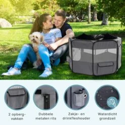 Puppyren - Hondenren - Opvouwbaar - Ook Geschikt Voor Katten En Knaagdieren - Maat M - Grijs - (ØxH) 91x52 Cm -Hondenproducten 1200x1200 1168