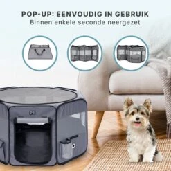 Puppyren - Hondenren - Opvouwbaar - Ook Geschikt Voor Katten En Knaagdieren - Maat M - Grijs - (ØxH) 91x52 Cm -Hondenproducten 1200x1200 1170