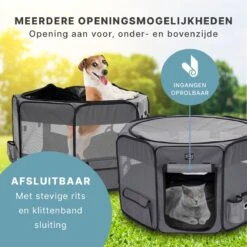 Puppyren - Hondenren - Opvouwbaar - Ook Geschikt Voor Katten En Knaagdieren - Maat M - Grijs - (ØxH) 91x52 Cm -Hondenproducten 1200x1200 1171