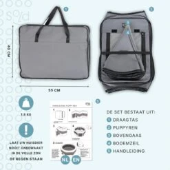 Puppyren - Hondenren - Opvouwbaar - Ook Geschikt Voor Katten En Knaagdieren - Maat M - Grijs - (ØxH) 91x52 Cm -Hondenproducten 1200x1200 1172