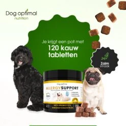 DOG OPTIMAL ANTI ALLERGY SUPPORT 120 Stuks - Allergie - Honden - Hondensnacks - Hondenkoekjes - Hondensupplementen - Honden - Puppy - Hondenvoeding - Weerstand - Jeuk-hond - Jeuk -Hondenproducten 1200x1200 1241