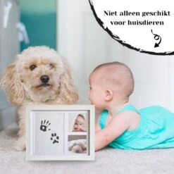 NOVOB® Fotolijst Met Inktafdruk - Pootafdruk Hond - Contactloos - Paw Print - Hondenspeelgoed - Afdruk Huisdier - Cadeau - 23.5 X 29 Cm | Wit -Hondenproducten 1200x1200 1313