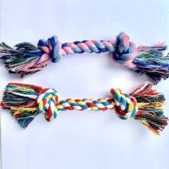 Flostouw Hond - Puppy - 18cm - Hondenspeelgoed - Mini - 2 Knopen - 23gram - Mini - Roze/Blauw -Hondenproducten 1200x1200 1334