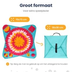 Snuffelmat 70x70cm Inclusief Rubberen Massage Bal & E-book - Speelmat Hond - Denkspel Hond - Puppy Speelgoed - Anti Schrok Mat - Honden Snoepjes - Cadeau Tip -Hondenproducten 1200x1200 1355
