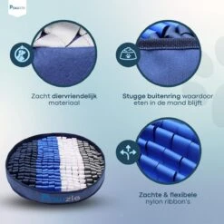 Pawzle Snuffelmat Hond - Likmat - Anti Schrokbak - Honden Speelgoed Intelligentie - Puppy - Inclusief Speelbal - 50x50cm - Blauw -Hondenproducten 1200x1200 1377