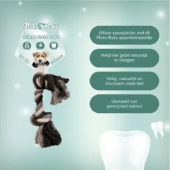 Floss Boss Flostouw – Zeer Stevig En Veilig Hondenspeelgoed – Hondentouw Van Gerecycled Katoen – Grijs Trektouw – 30cm - 135g – 2 Knopen -Hondenproducten 1200x1200 1651