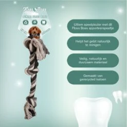 Floss Boss Flostouw – Zeer Stevig En Veilig Hondenspeelgoed – Hondentouw Van Gerecycled Katoen – Grijs Trektouw – 55cm – 325g – 3 Knopen -Hondenproducten 1200x1200 1659