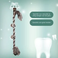 Floss Boss Flostouw – Zeer Stevig En Veilig Hondenspeelgoed – Hondentouw Van Gerecycled Katoen – Grijs Trektouw – 85cm – 600g – 4 Knopen -Hondenproducten 1200x1200 1664